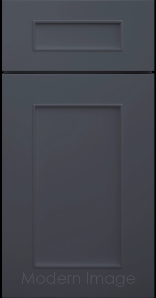 Chandler Shaker kitchen cabinet in Sea matte, showing the raised trim surrounding the center panel.